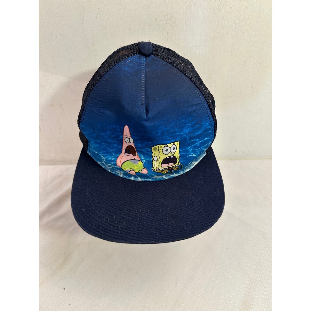 Nickelodeon Spongebob Squarepants Hat OS Navy Blue Graphic Mesh Trucker Mens